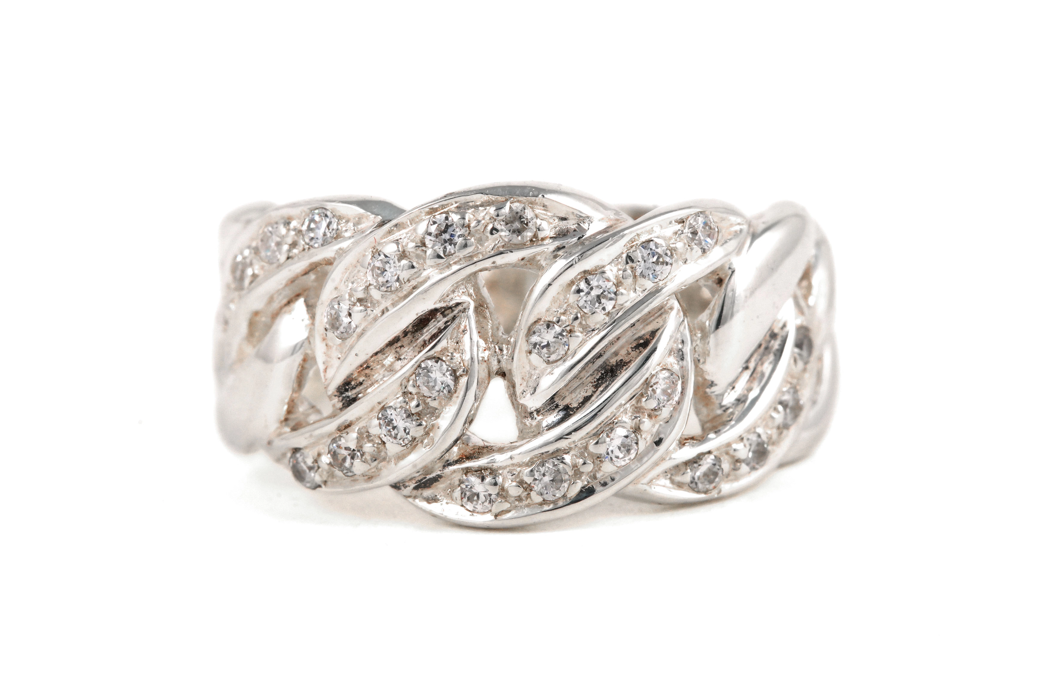 Bague contemporaine en argent 925 sertie de zirconiums - - 1