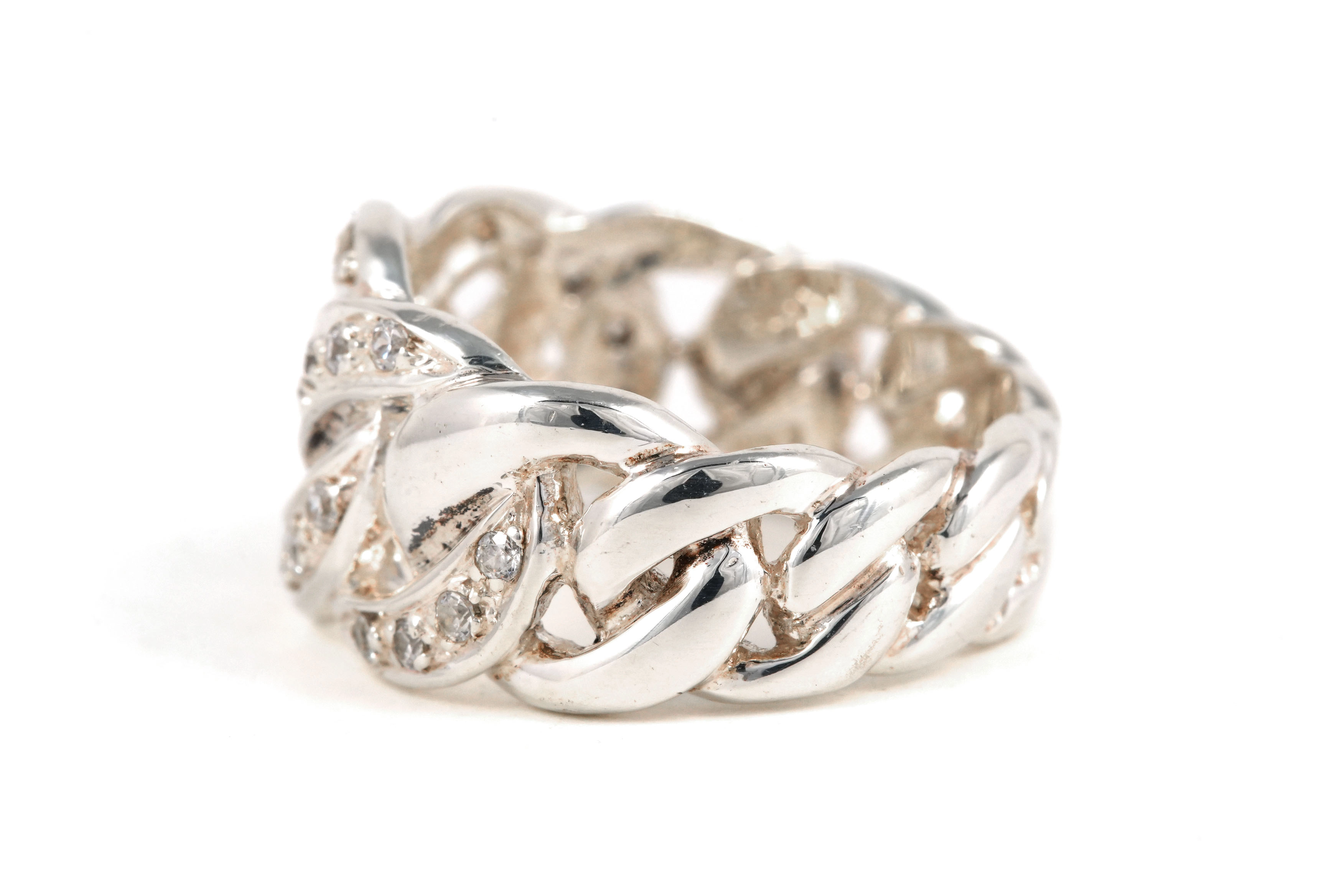 Bague contemporaine en argent 925 sertie de zirconiums - - 3