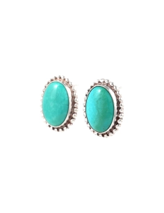 Boucles d'oreilles contemporaines en argent 925 serties de turquoises - - 2
