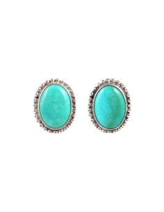 Boucles d'oreilles contemporaines en argent 925 serties de turquoises - - 1