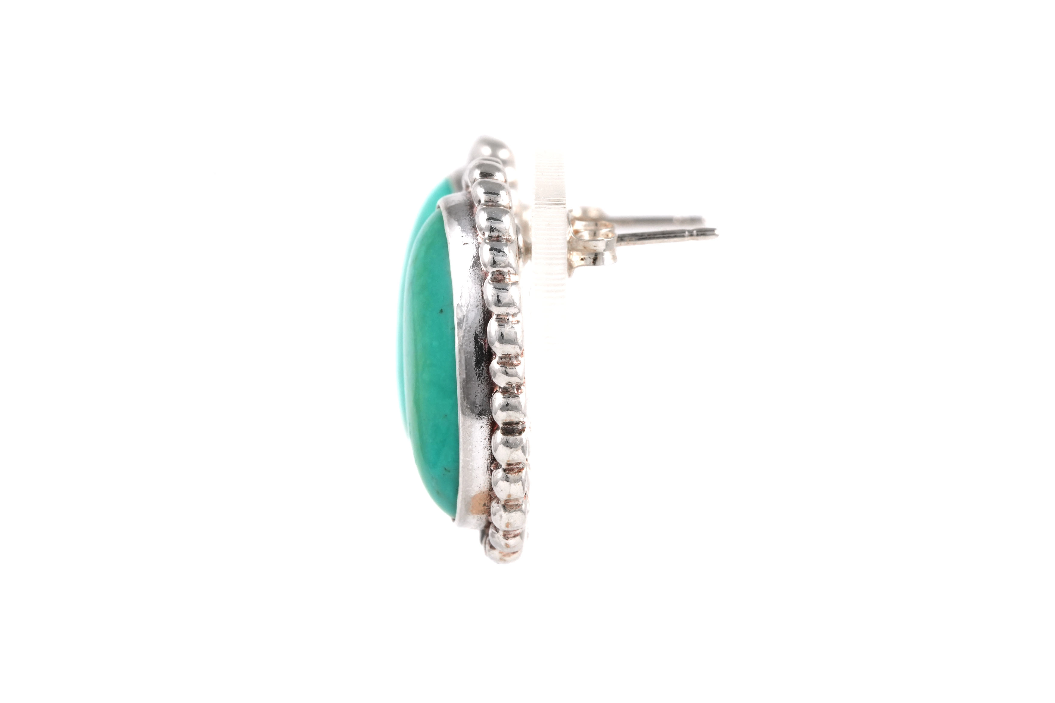Boucles d'oreilles contemporaines en argent 925 serties de turquoises - - 3