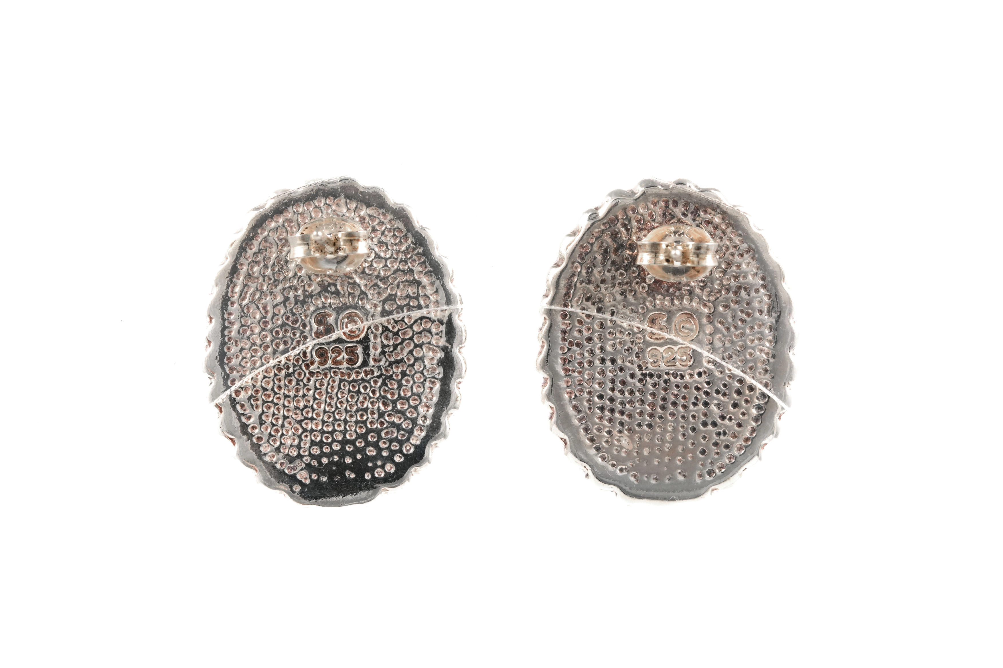 Boucles d'oreilles contemporaines en argent 925 serties de turquoises - - 4