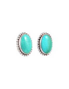 Boucles d'oreilles contemporaines en argent 925 serties de turquoises - - 6