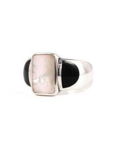Bague contemporaine en argent 925 sertie de nacre - - 2