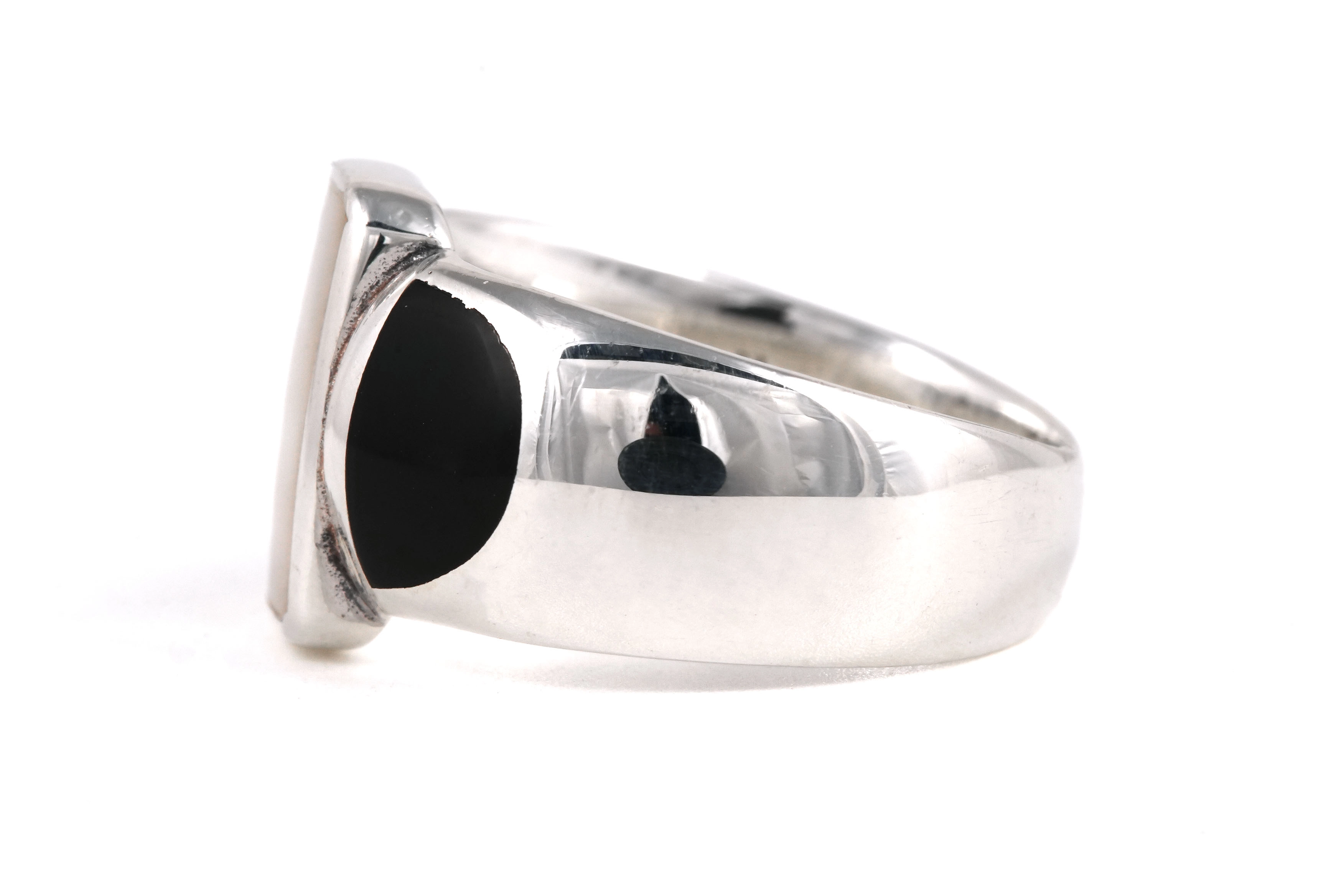 Bague contemporaine en argent 925 sertie de nacre - - 3