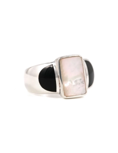 Bague contemporaine en argent 925 sertie de nacre - - 6
