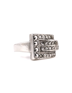 Bague Art Déco en argent sertie de marcassites - - 6