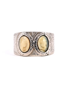 Bague Napoléon III en argent sertie de camées - - 1