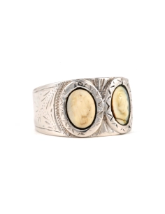 Bague Napoléon III en argent sertie de camées - - 6