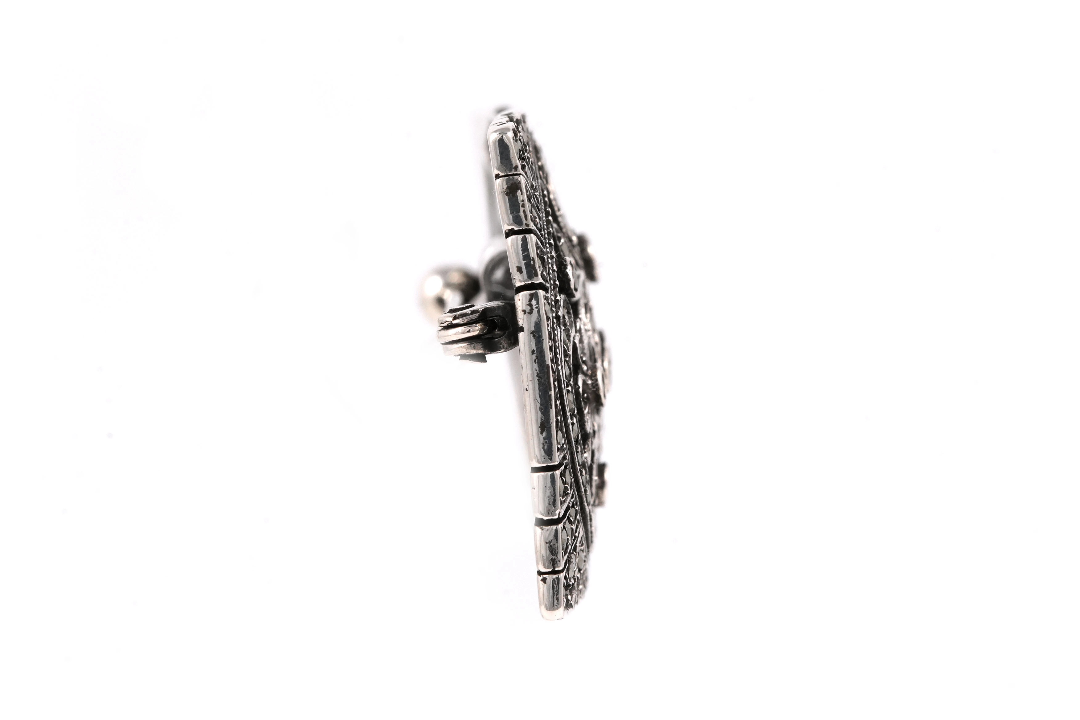 Broche Art Déco en argent 835 sertie de marcassites - - 5