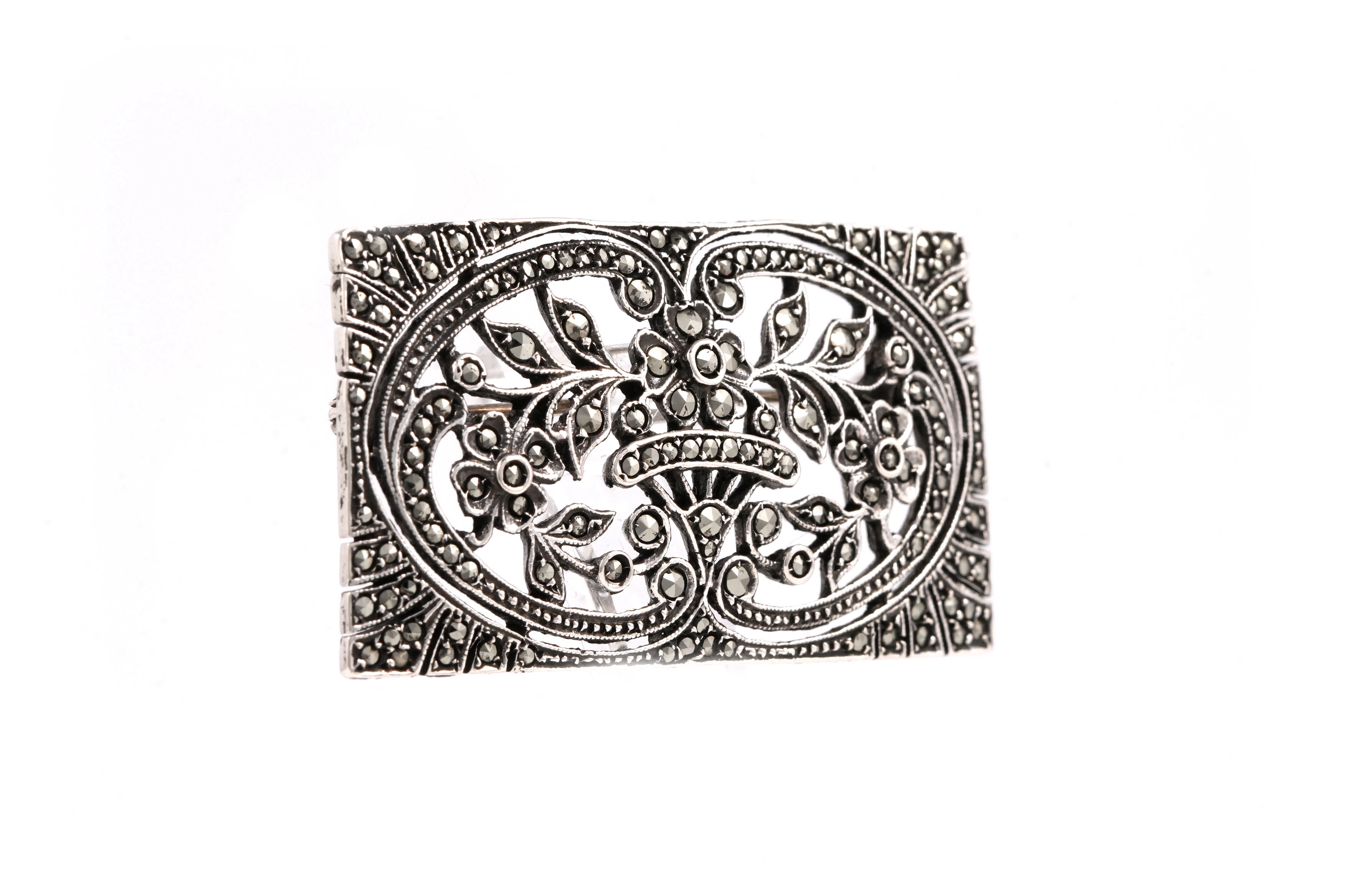 Broche Art Déco en argent 835 sertie de marcassites - - 6
