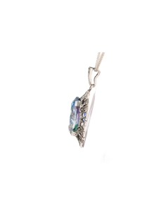 Pendentif Art Déco en argent 835 serti d'une pierre de Rhin et de marcassites - - 3
