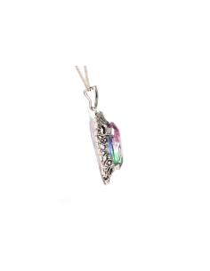 Pendentif Art Déco en argent 835 serti d'une pierre de Rhin et de marcassites - - 5