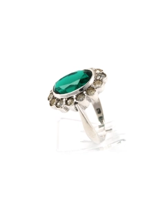 Bague Années 50 en argent 835 sertie de strass - - 3