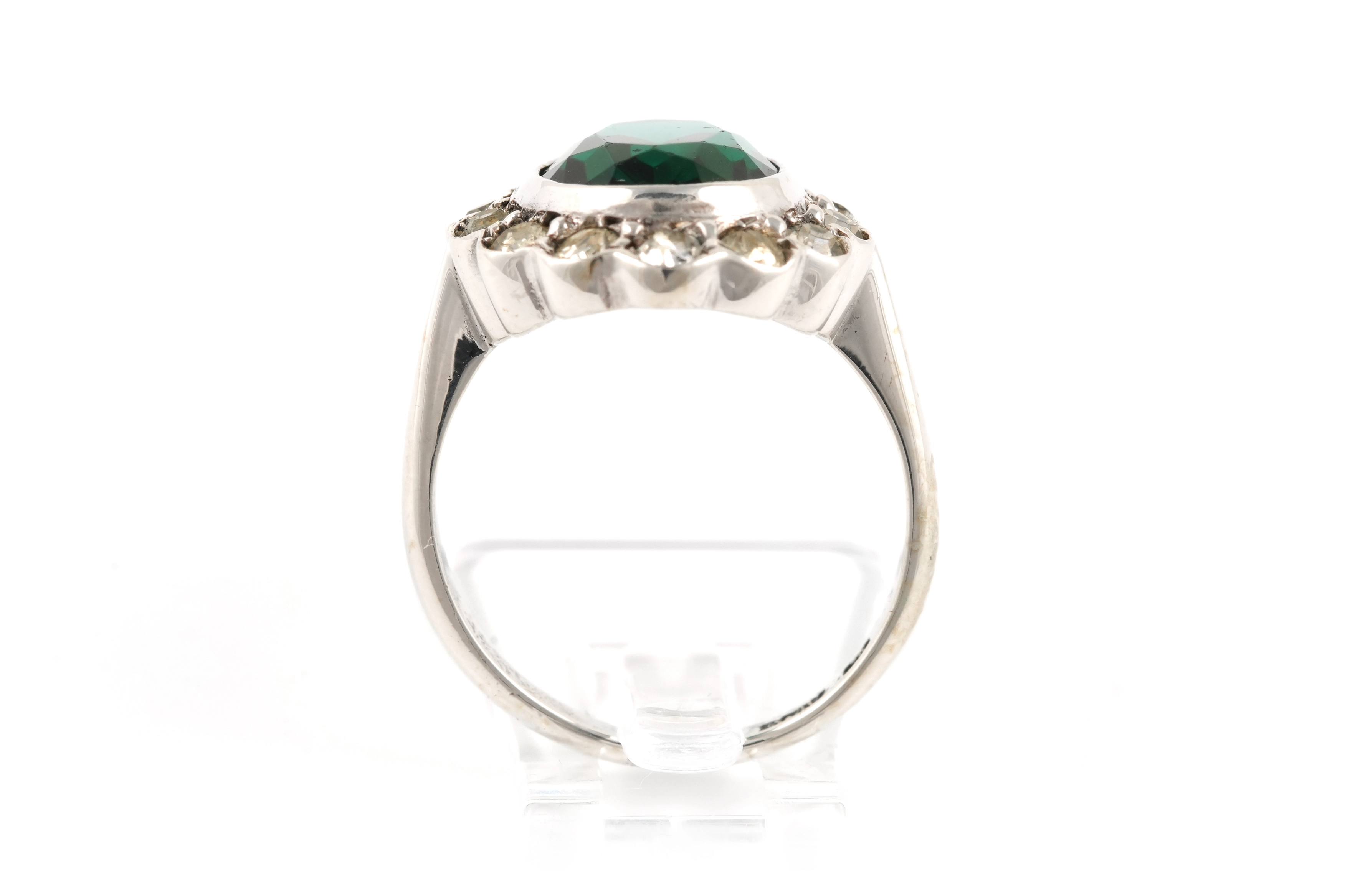 Bague Années 50 en argent 835 sertie de strass - - 4