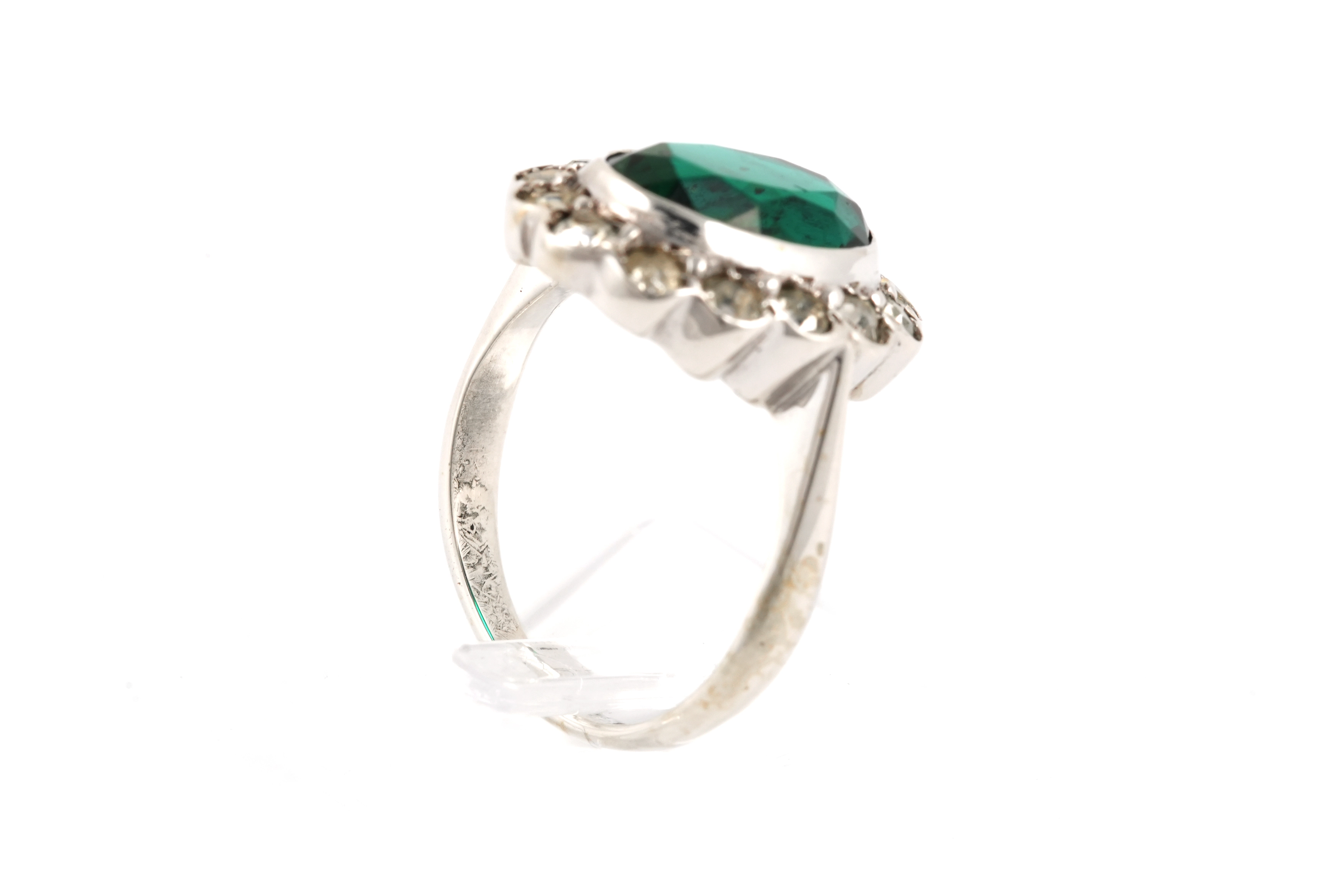 Bague Années 50 en argent 835 sertie de strass - - 5