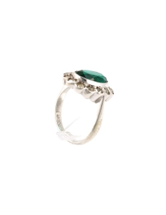 Bague Années 50 en argent 835 sertie de strass - - 5