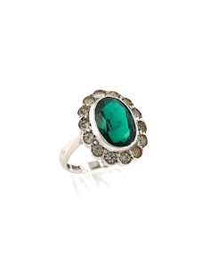 Bague Années 50 en argent 835 sertie de strass - - 6