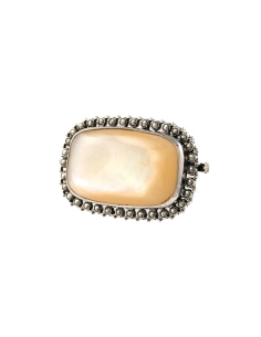Broche Art Déco en argent sertie de nacre et de marcassites - - 2