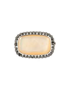 Broche Art Déco en argent sertie de nacre et de marcassites - - 1
