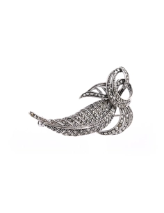 Broche Art Déco en argent sertie de marcassites - - 6