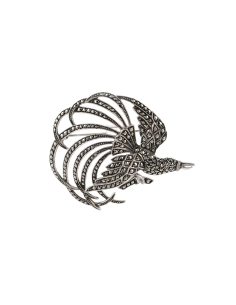 Broche Années 50 en argent 835 sertie de marcassites - - 1