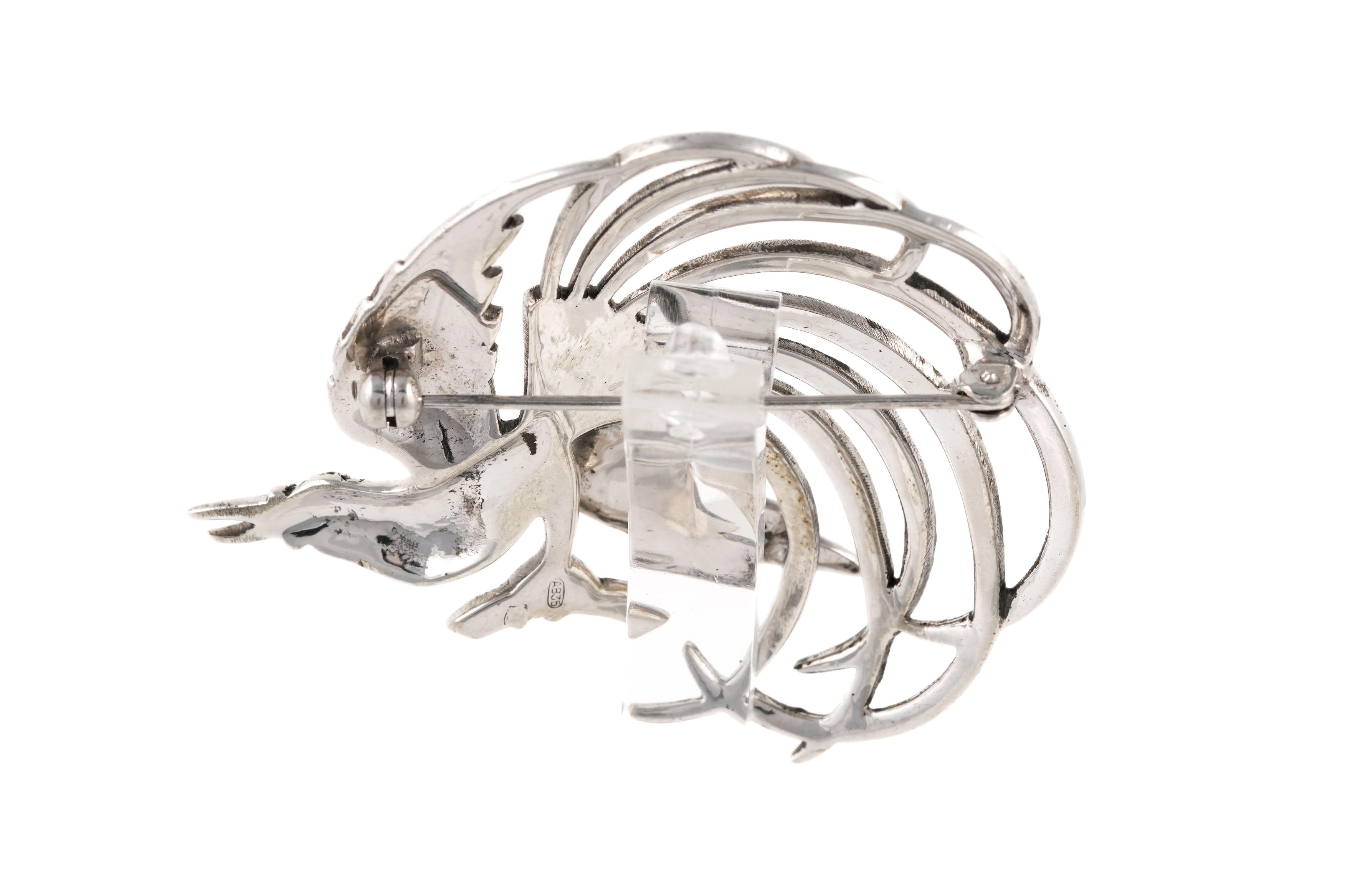 Broche Années 50 en argent 835 sertie de marcassites - - 4