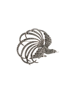 Broche Années 50 en argent 835 sertie de marcassites - - 6