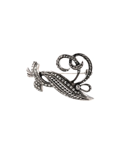 Broche Art Déco en argent 835 sertie de marcassites - - 1