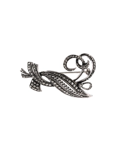 Broche Art Déco en argent 835 sertie de marcassites - - 2