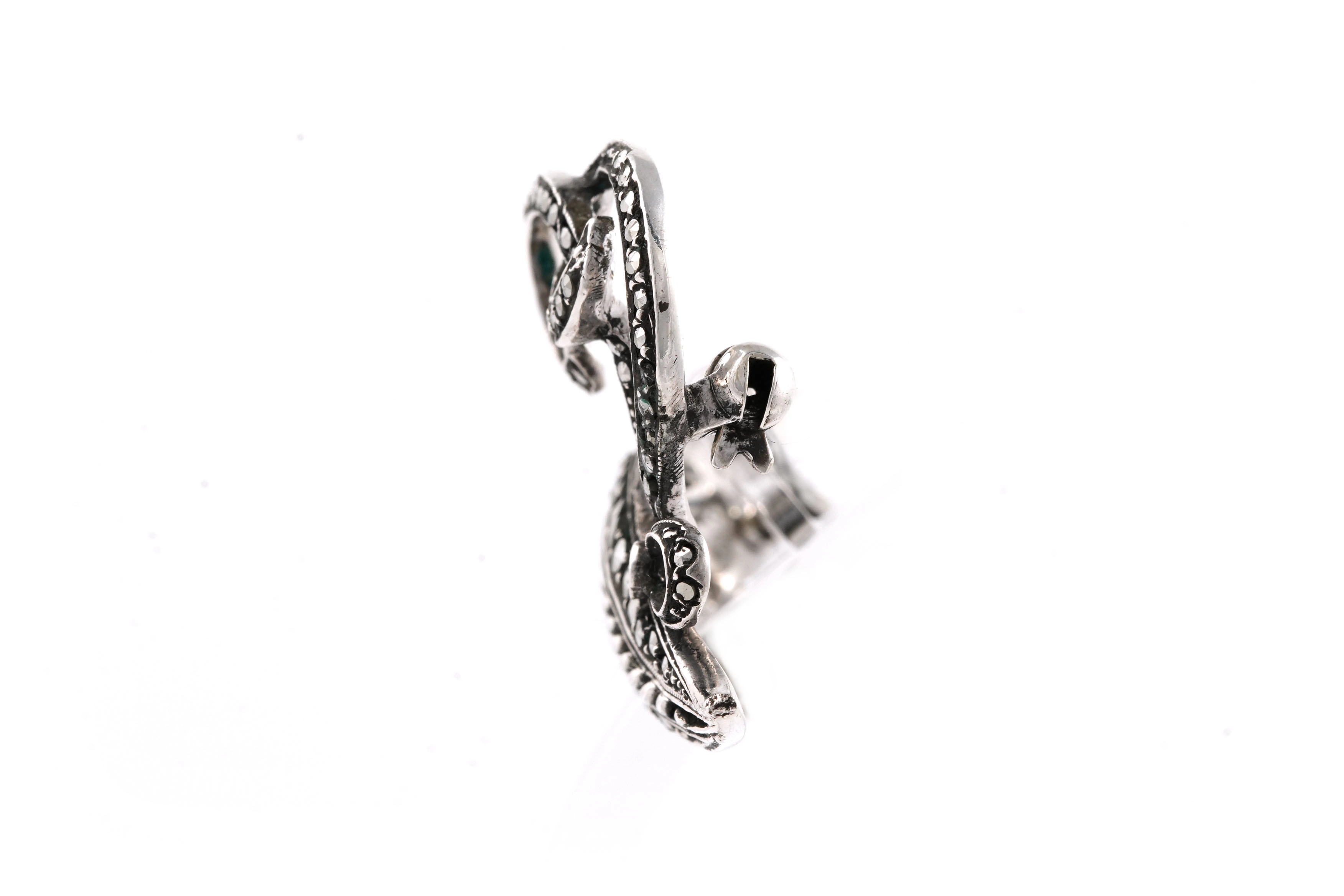 Broche Art Déco en argent 835 sertie de marcassites - - 3