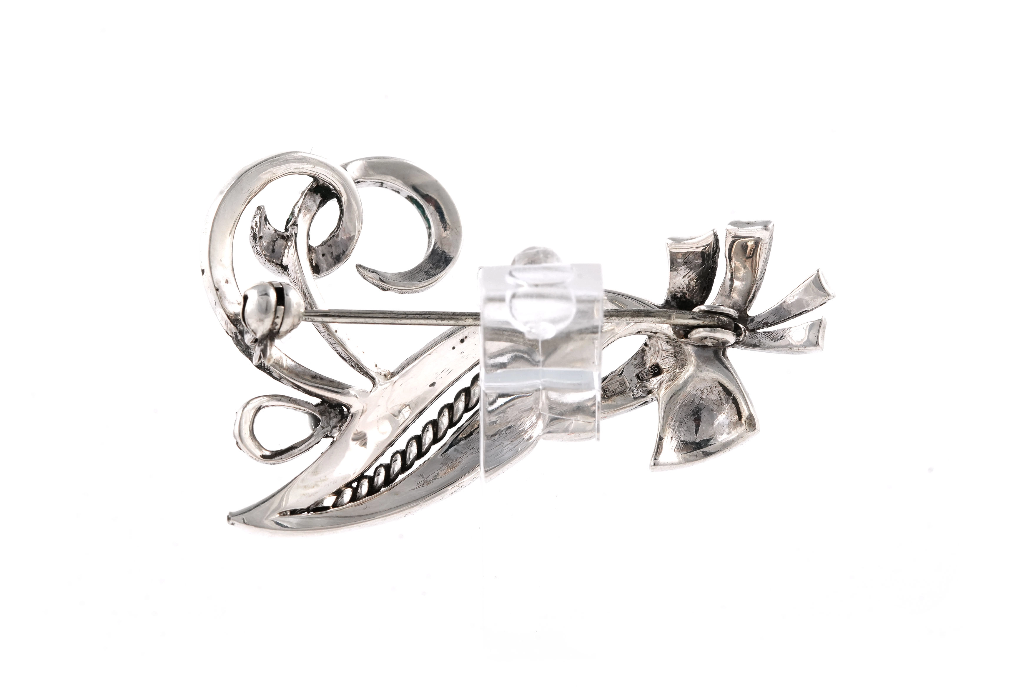 Broche Art Déco en argent 835 sertie de marcassites - - 4