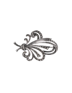 Broche Art Déco en argent 835 sertie de marcassites - - 1
