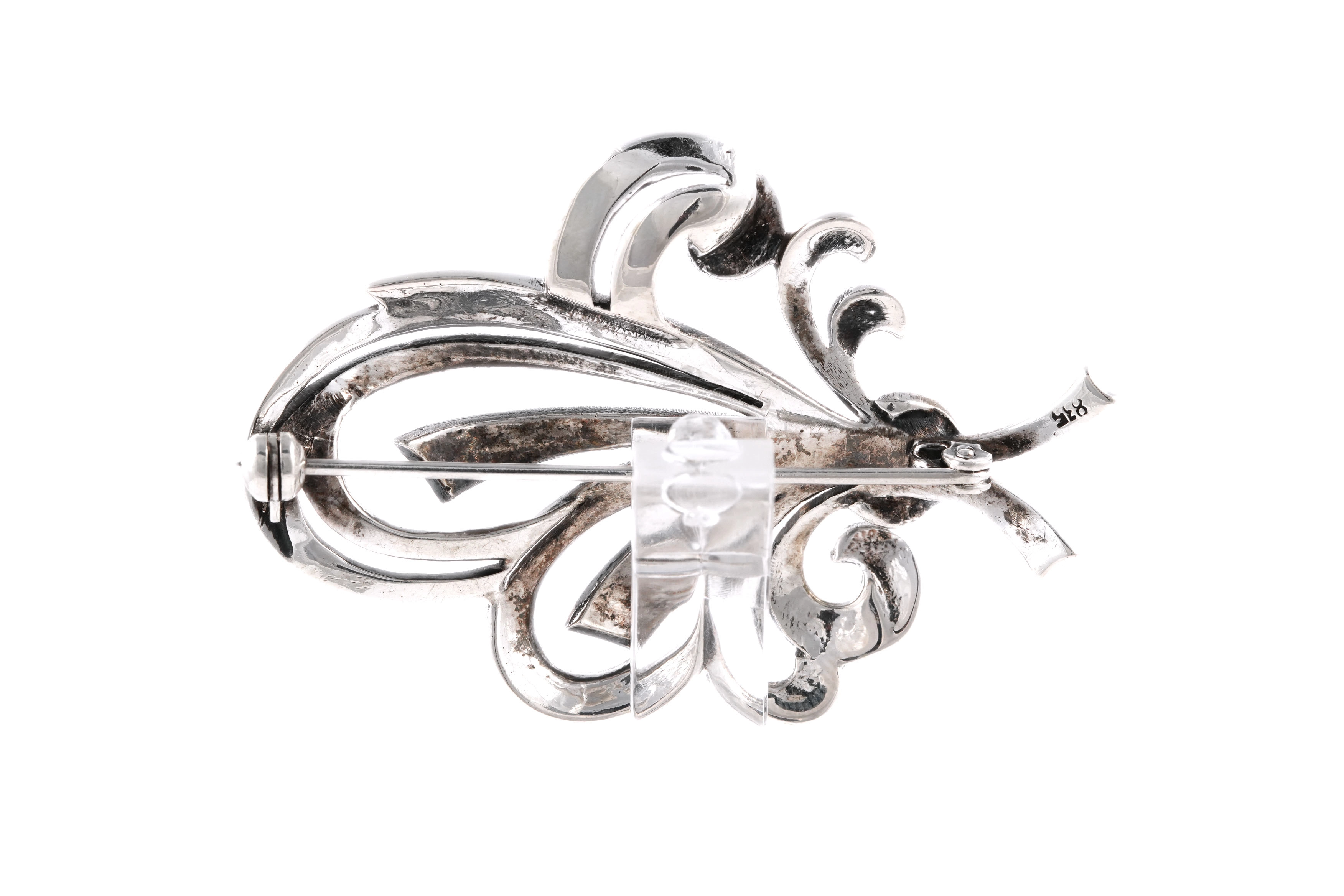 Broche Art Déco en argent 835 sertie de marcassites - - 4
