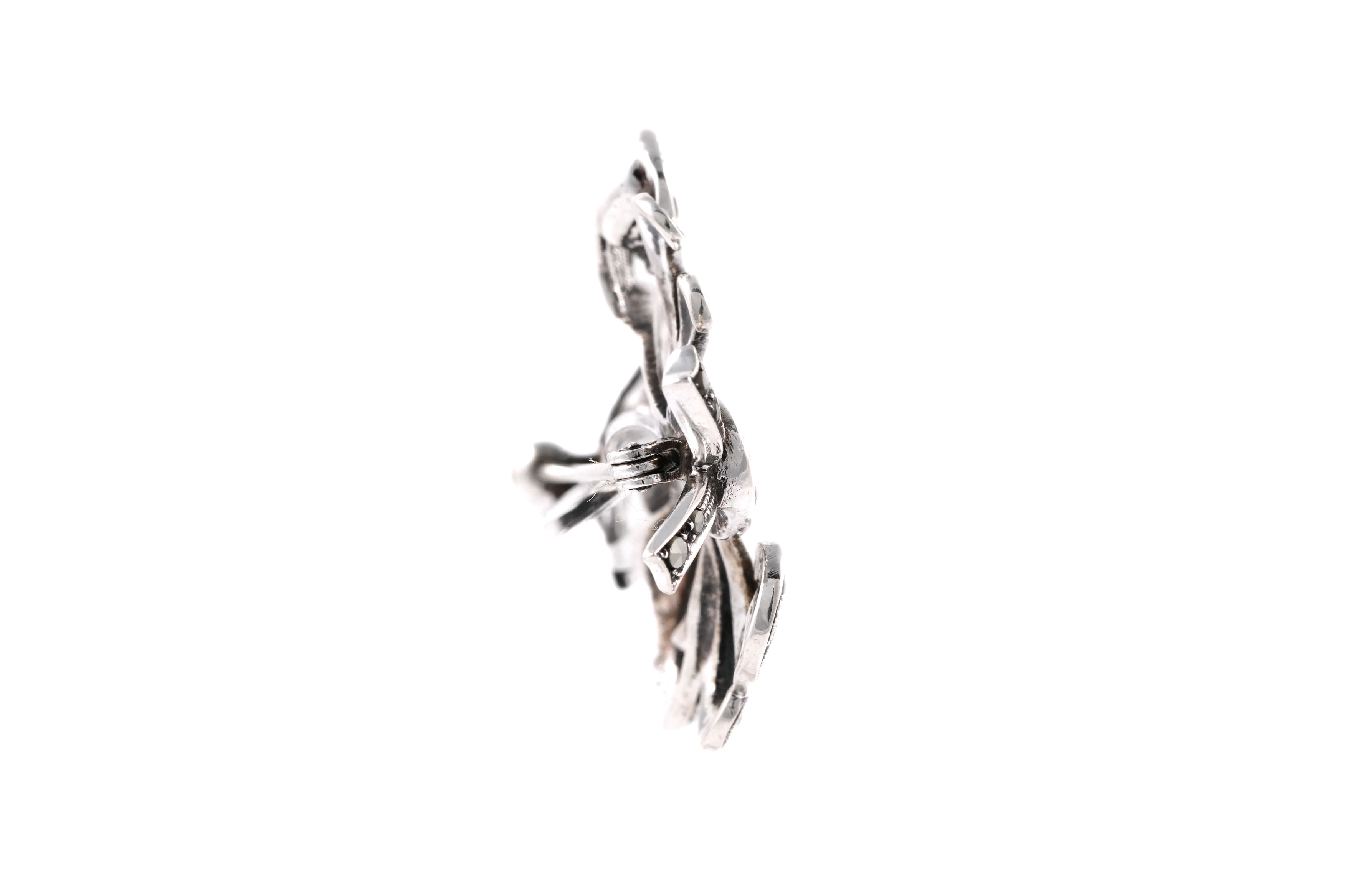 Broche Art Déco en argent 835 sertie de marcassites - - 5