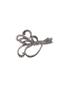 Broche Années 50 en argent sertie de marcassites - - 1