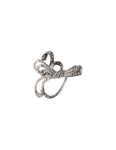 Broche Années 50 en argent sertie de marcassites - - 2