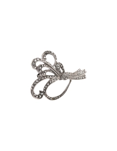 Broche Années 50 en argent sertie de marcassites - - 6