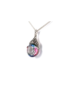 Pendentif Art Déco en argent 935 serti d'une pierre du Rhin et de marcassites - - 2