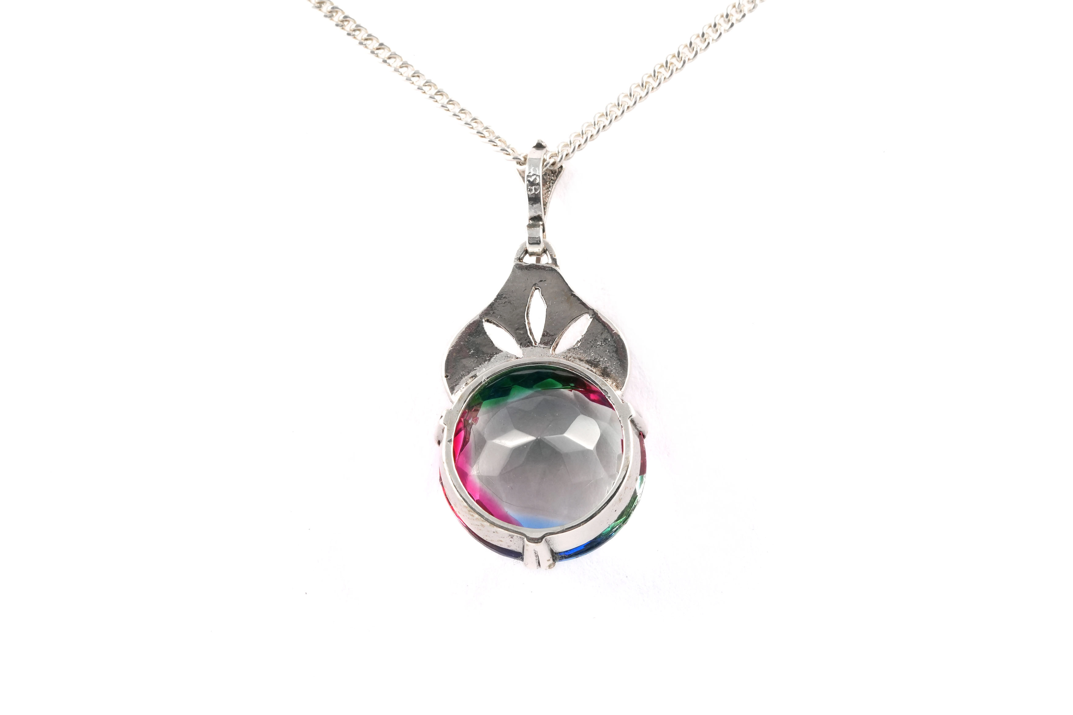 Pendentif Art Déco en argent 935 serti d'une pierre du Rhin et de marcassites - - 6