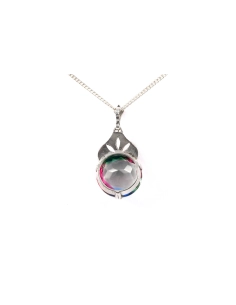 Pendentif Art Déco en argent 935 serti d'une pierre du Rhin et de marcassites - - 6