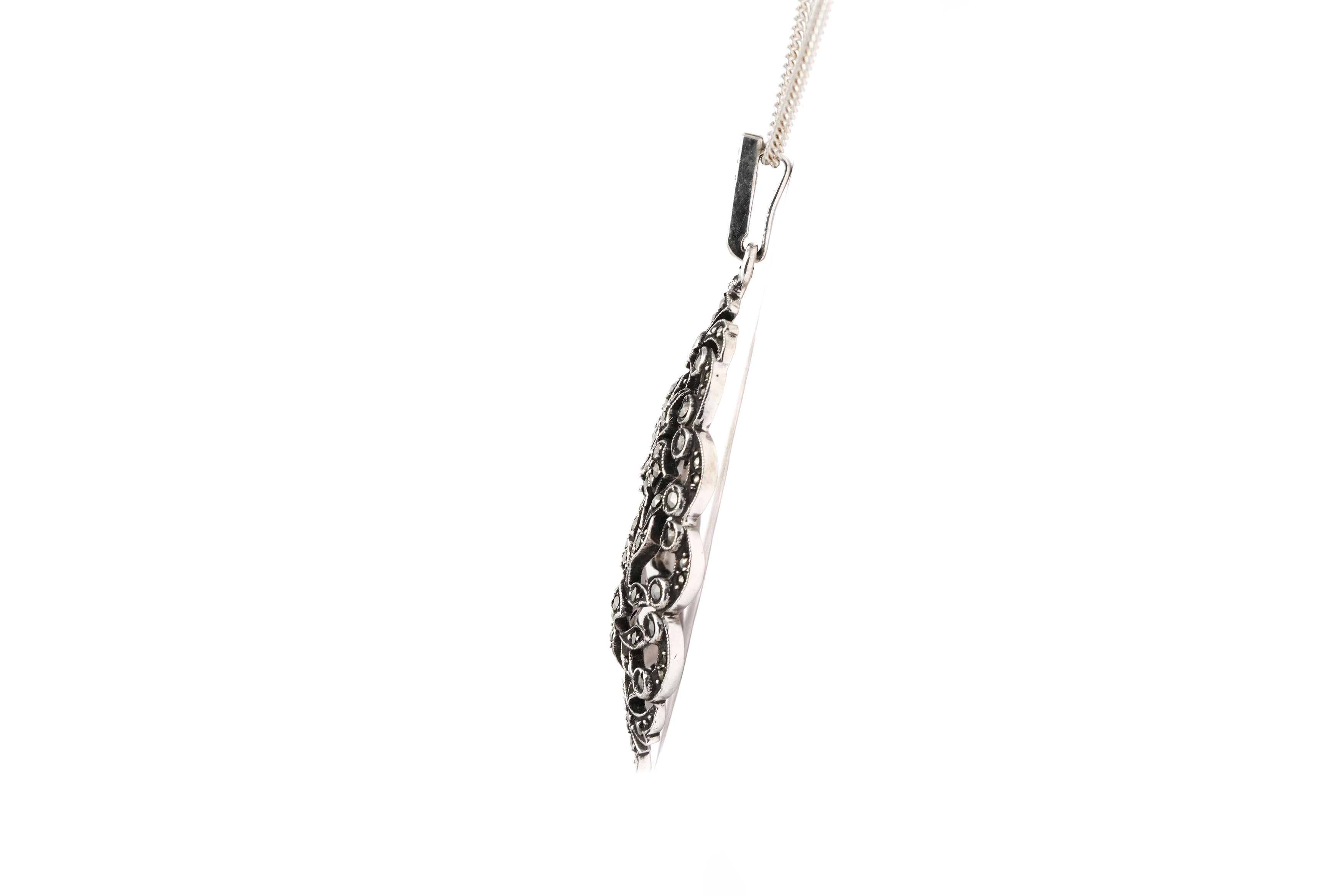 Pendentif Art Déco en argent 835 serti de marcassites - - 3