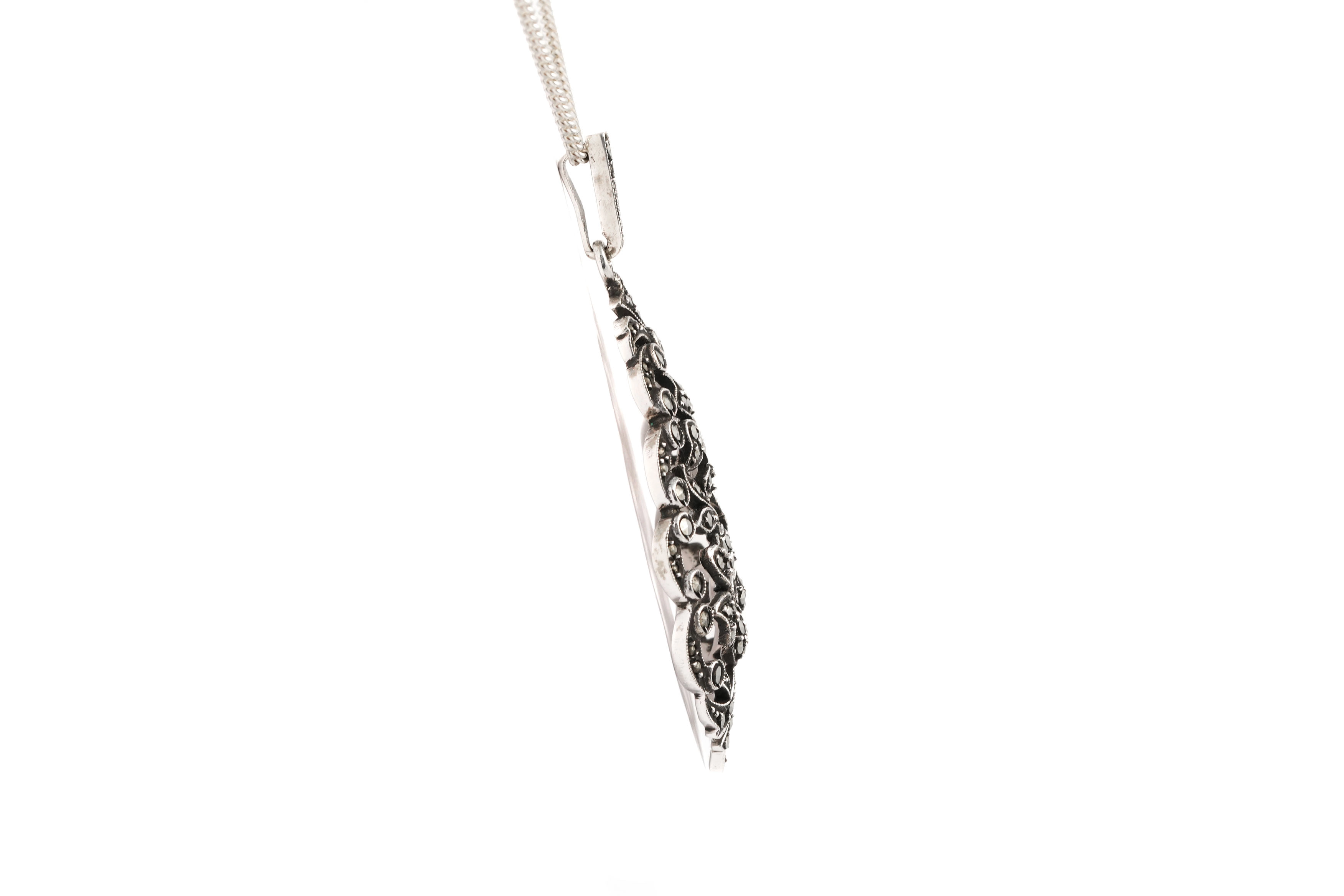 Pendentif Art Déco en argent 835 serti de marcassites - - 5