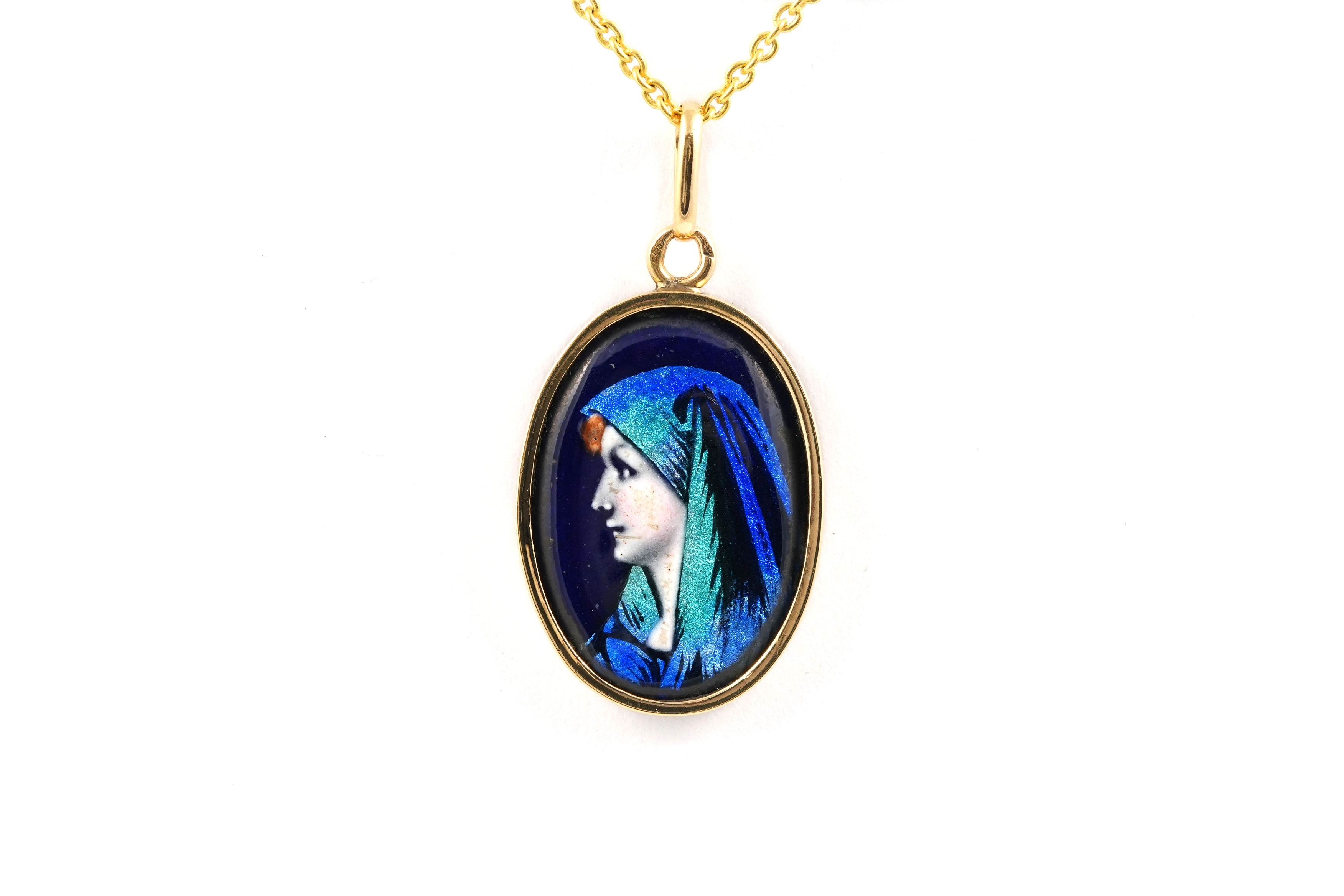 Pendentif Années 50 en or jaune 18 carats serti d'émail - - 1