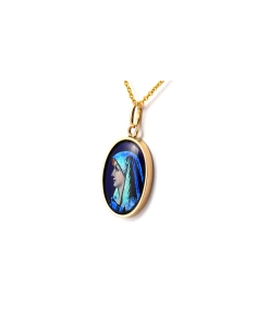 Pendentif Années 50 en or jaune 18 carats serti d'émail - - 2