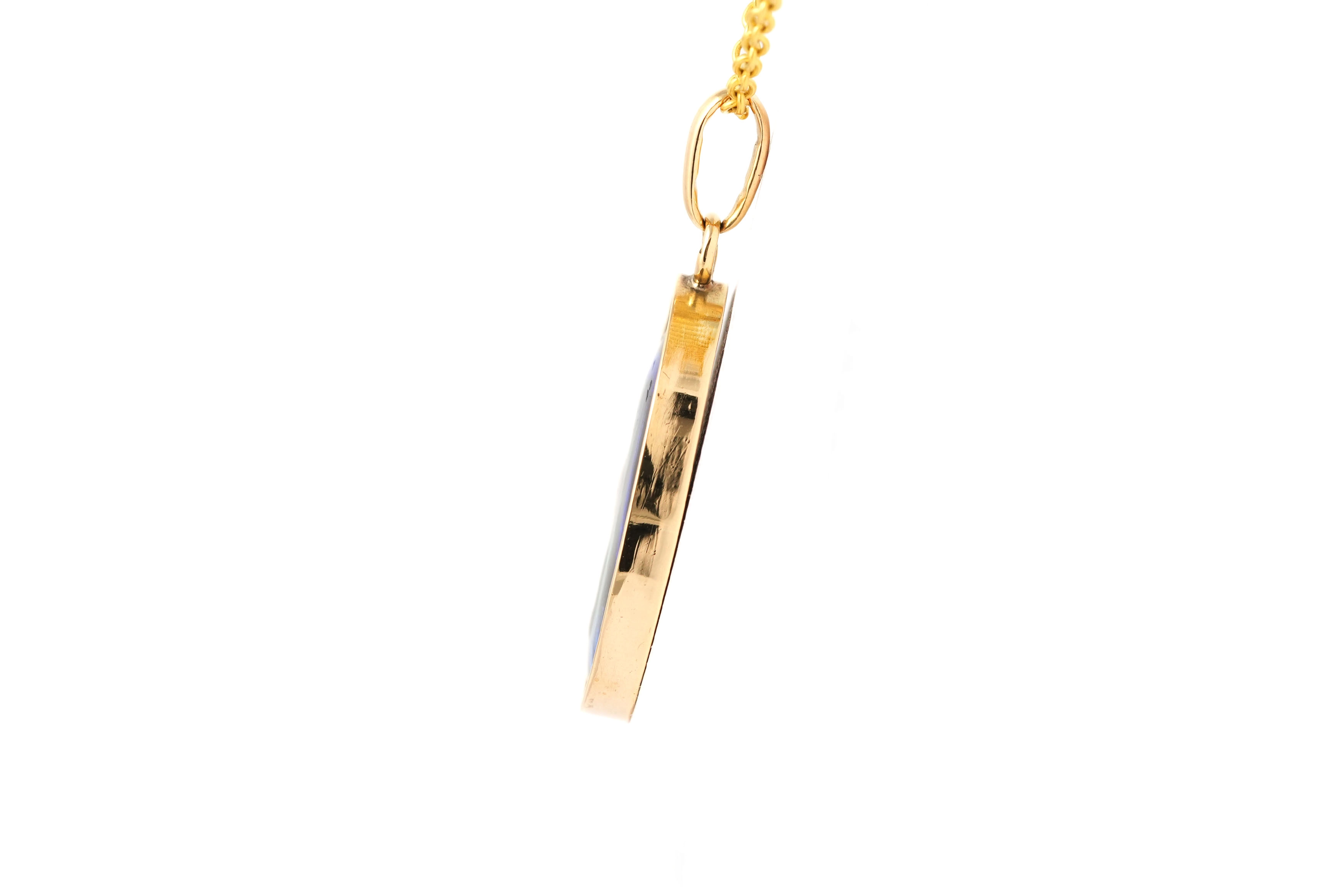 Pendentif Années 50 en or jaune 18 carats serti d'émail - - 3