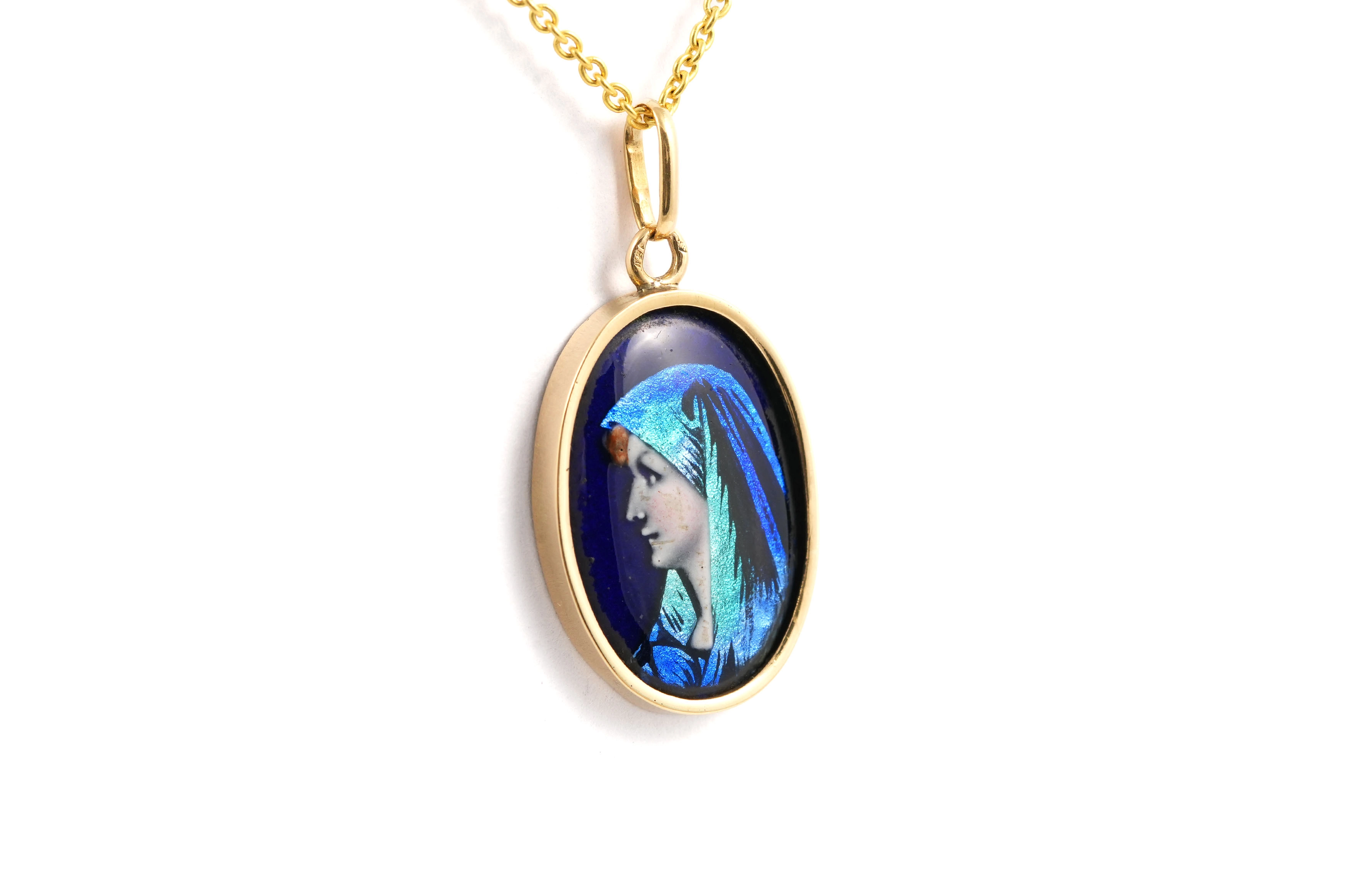 Pendentif Années 50 en or jaune 18 carats serti d'émail - - 4