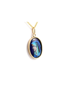 Pendentif Années 50 en or jaune 18 carats serti d'émail - - 4