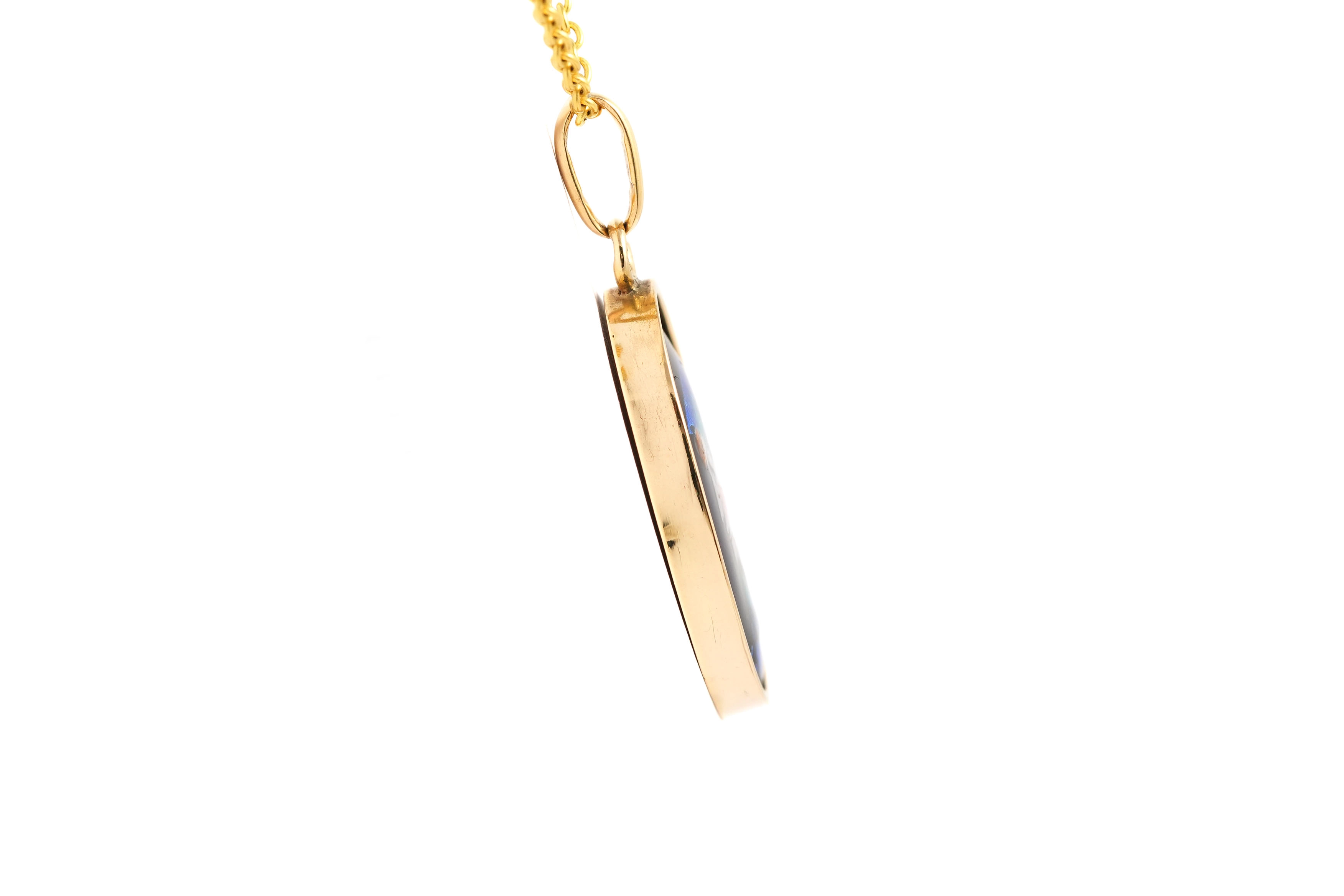 Pendentif Années 50 en or jaune 18 carats serti d'émail - - 5