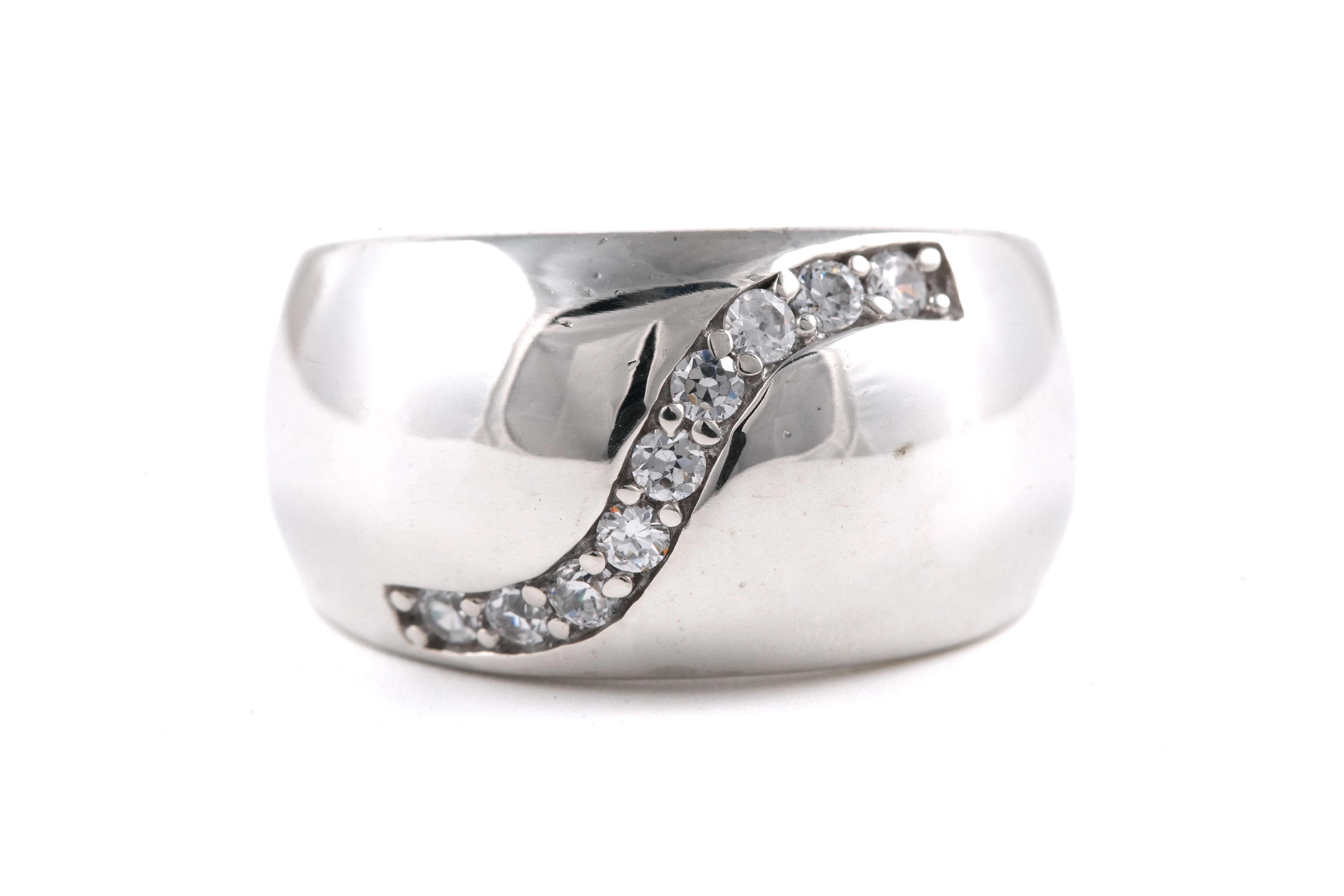Bague contemporaine en argent 925 sertie de zirconiums - - 1
